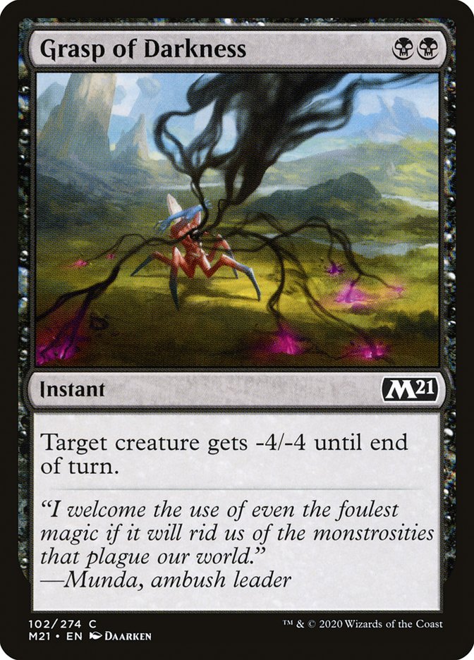 This Is An Image Of The Magic The Gathering Card Grasp of Darkness From The Set Core Set 2021 - Designed By Artist Daarken