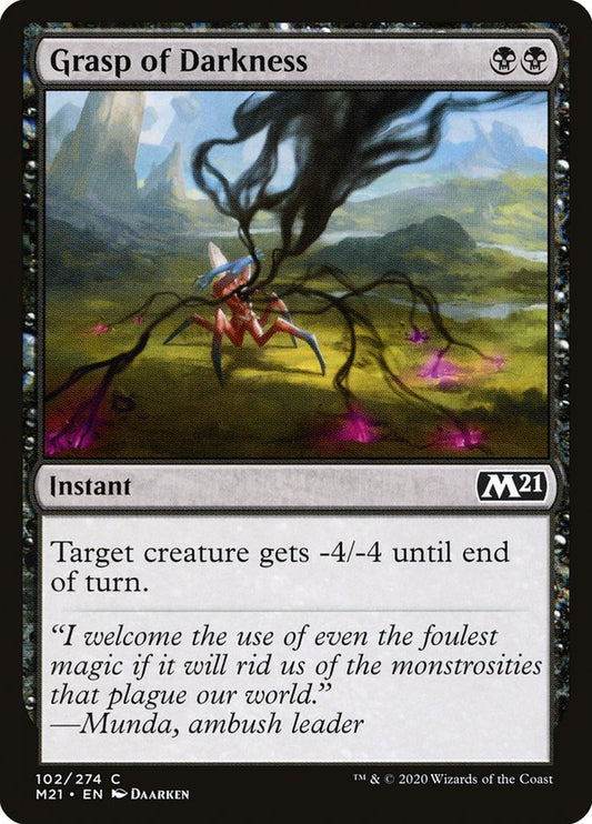 This Is An Image Of The Magic The Gathering Card Grasp of Darkness From The Set Core Set 2021 - Designed By Artist Daarken