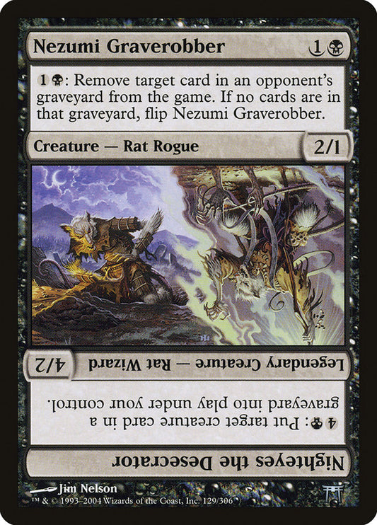 This Is An Image Of The Magic The Gathering Card Nezumi Graverobber // Nighteyes the Desecrator From The Set Commander Anthology Volume II - Designed By Artist Jim Nelson