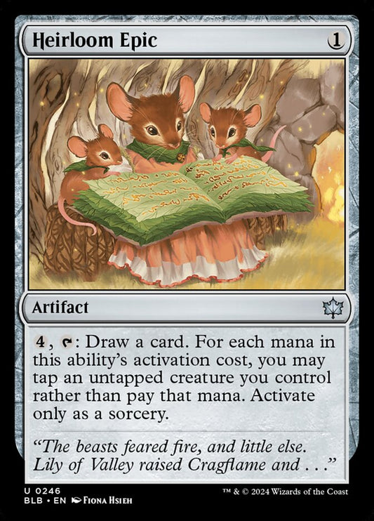 This Is An Image Of The Magic The Gathering Card Heirloom Epic From The Set Bloomburrow - Designed By Artist Fiona Hsieh