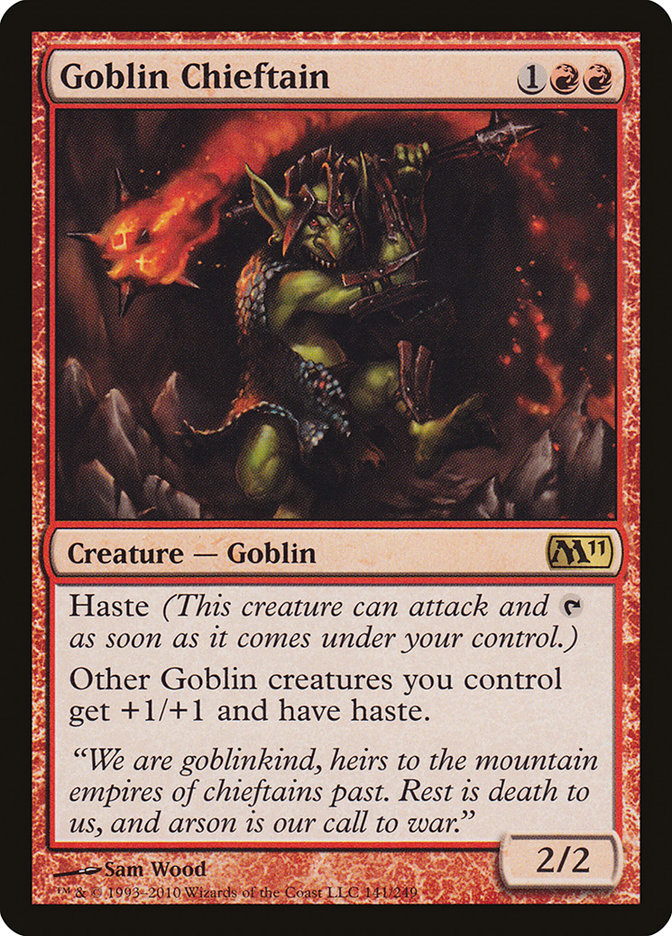 This Is An Image Of The Magic The Gathering Card Goblin Chieftain From The Set Jumpstart - Designed By Artist Sam Wood