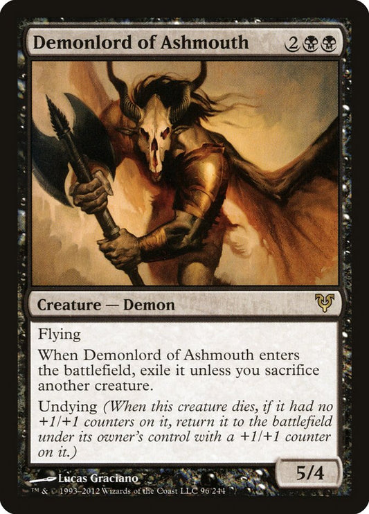 This Is An Image Of The Magic The Gathering Card Demonlord of Ashmouth From The Set Avacyn Restored - Designed By Artist Lucas Graciano