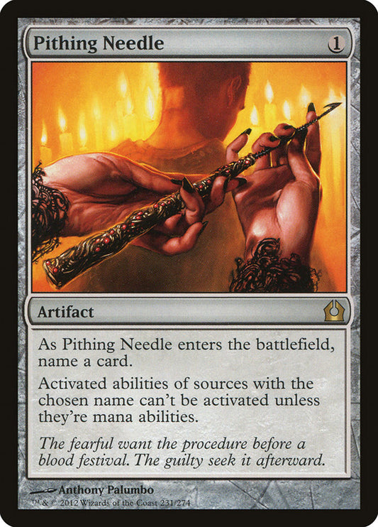 This Is An Image Of The Magic The Gathering Card Pithing Needle From The Set Double Masters 2022 - Designed By Artist Anthony Palumbo
