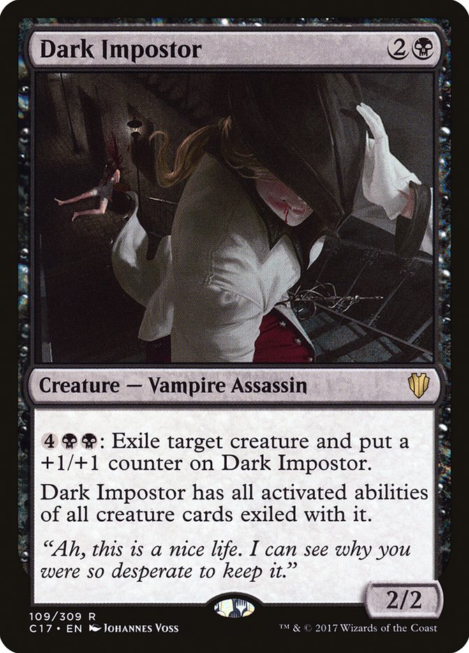 This Is An Image Of The Magic The Gathering Card Dark Impostor From The Set Crimson Vow Commander - Designed By Artist Johannes Voss
