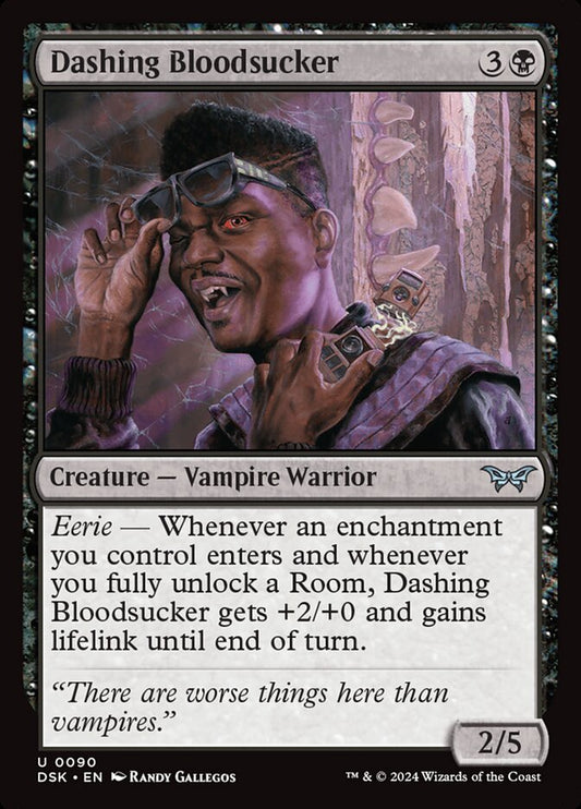 This Is An Image Of The Magic The Gathering Card Dashing Bloodsucker From The Set Duskmourn: House of Horror - Designed By Artist Randy Gallegos