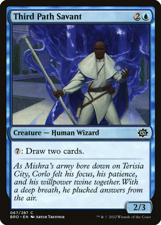 This Is An Image Of The Magic The Gathering Card Third Path Savant From The Set The Brothers' War - Designed By Artist Artur Treffner