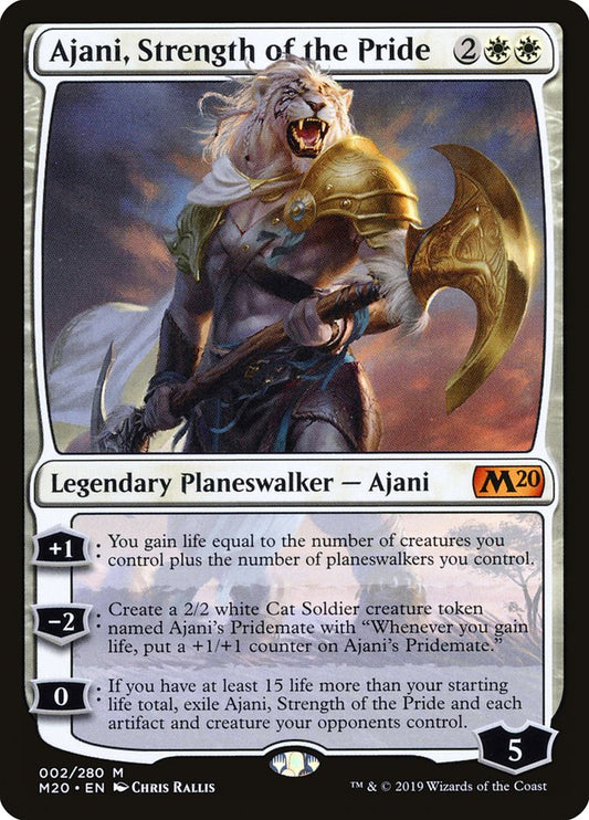 This Is An Image Of The Magic The Gathering Card Ajani, Strength of the Pride From The Set Core Set 2020 - Designed By Artist Chris Rallis