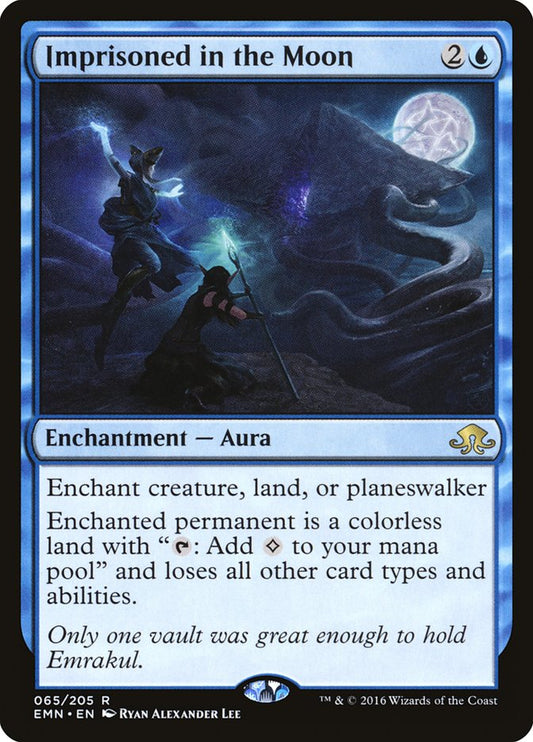 This Is An Image Of The Magic The Gathering Card Imprisoned in the Moon From The Set Innistrad Remastered - Designed By Artist Ryan Alexander Lee