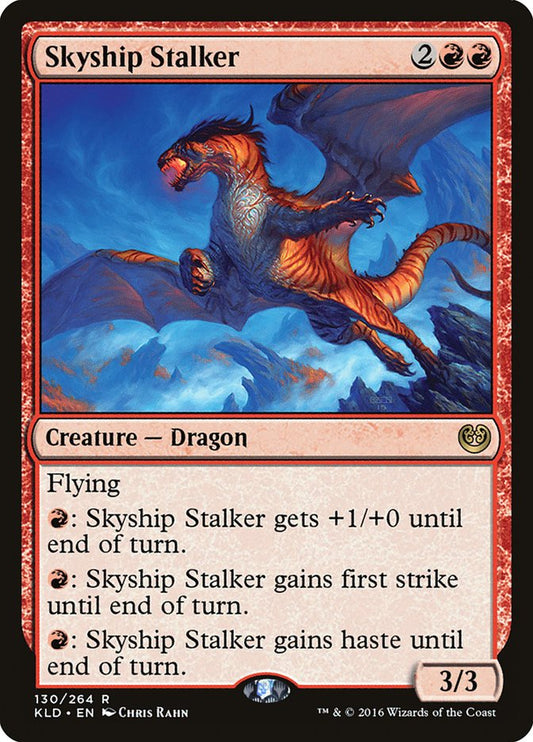 This Is An Image Of The Magic The Gathering Card Skyship Stalker From The Set Forgotten Realms Commander - Designed By Artist Chris Rahn