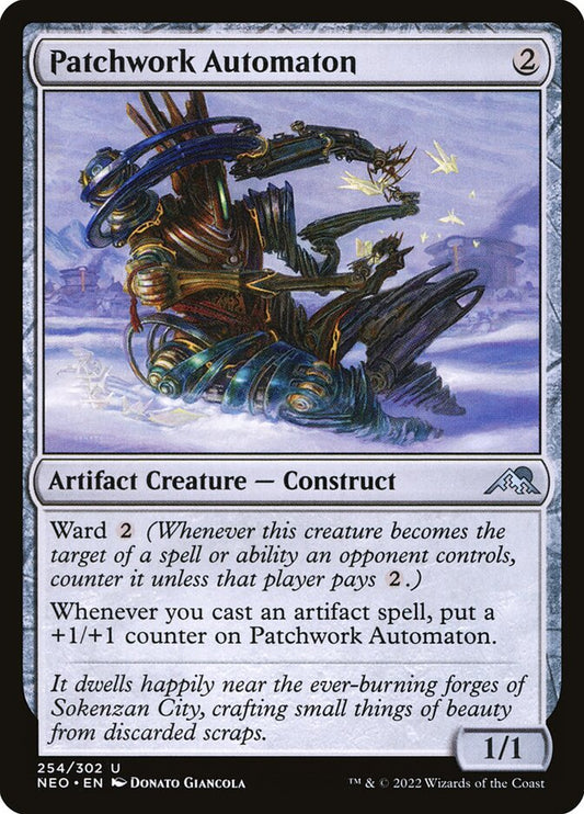 This Is An Image Of The Magic The Gathering Card Patchwork Automaton From The Set Kamigawa: Neon Dynasty - Designed By Artist Donato Giancola