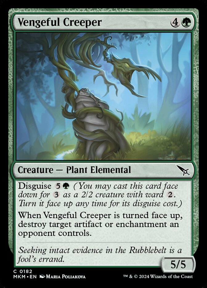 This Is An Image Of The Magic The Gathering Card Vengeful Creeper From The Set Murders at Karlov Manor - Designed By Artist Maria Poliakova