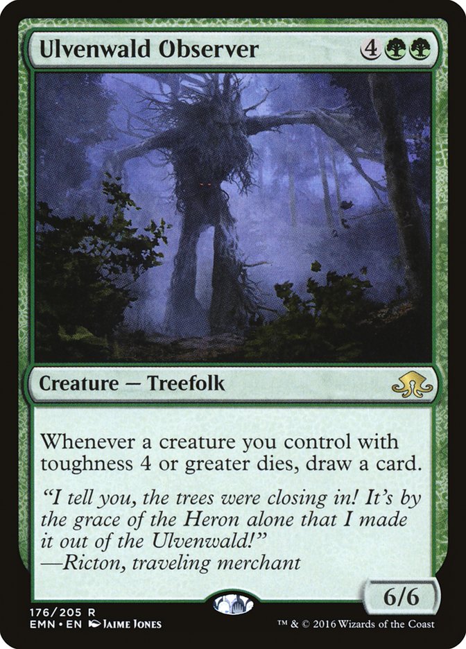 This Is An Image Of The Magic The Gathering Card Ulvenwald Observer From The Set Eldritch Moon - Designed By Artist Jaime Jones