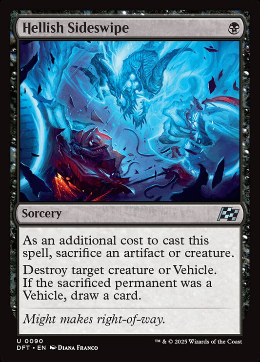 This Is An Image Of The Magic The Gathering Card Hellish Sideswipe From The Set Aetherdrift - Designed By Artist Diana Franco