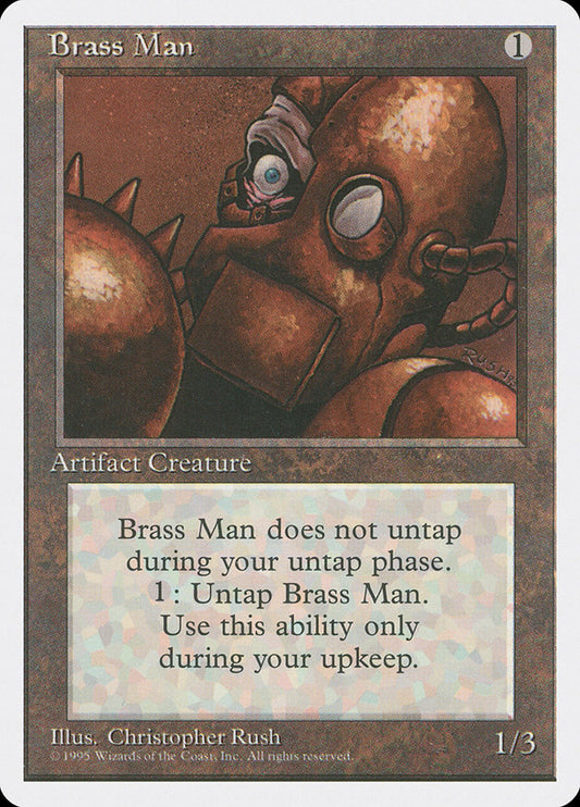 This Is An Image Of The Magic The Gathering Card Brass Man From The Set Masters Edition IV - Designed By Artist Christopher Rush