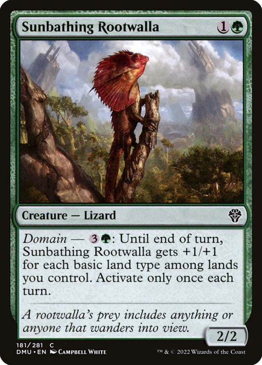 This Is An Image Of The Magic The Gathering Card Sunbathing Rootwalla From The Set Dominaria United - Designed By Artist Campbell White