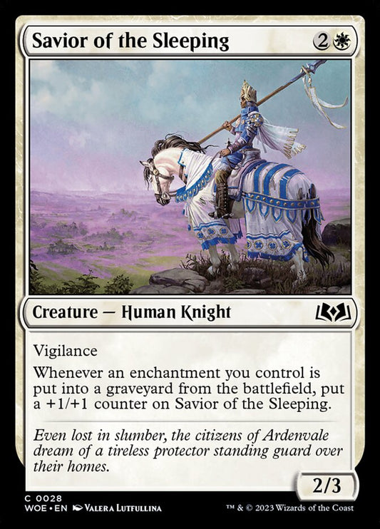 This Is An Image Of The Magic The Gathering Card Savior of the Sleeping From The Set Wilds of Eldraine - Designed By Artist Valera Lutfullina