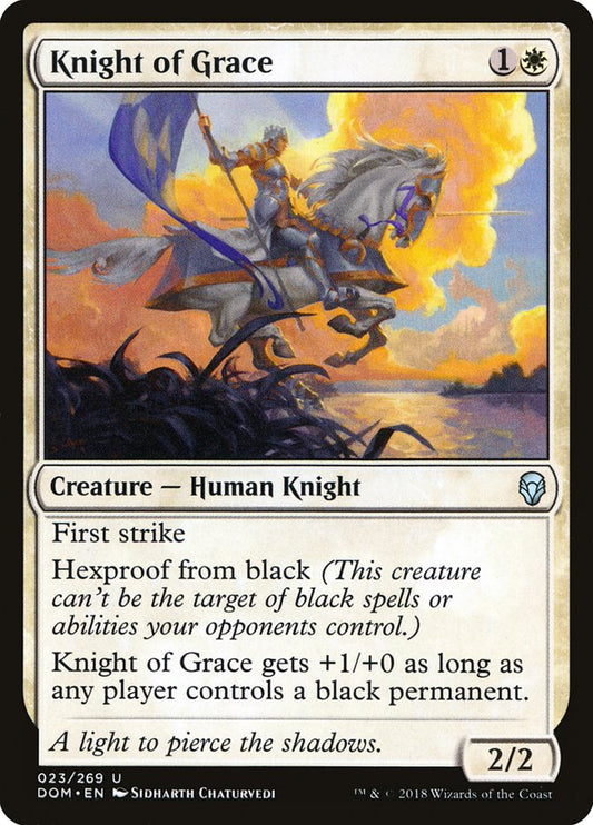 This Is An Image Of The Magic The Gathering Card Knight of Grace From The Set Foundations - Designed By Artist Sidharth Chaturvedi