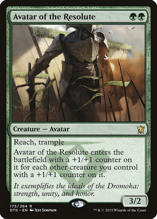This Is An Image Of The Magic The Gathering Card Avatar of the Resolute From The Set Dragons of Tarkir - Designed By Artist Jeff Simpson