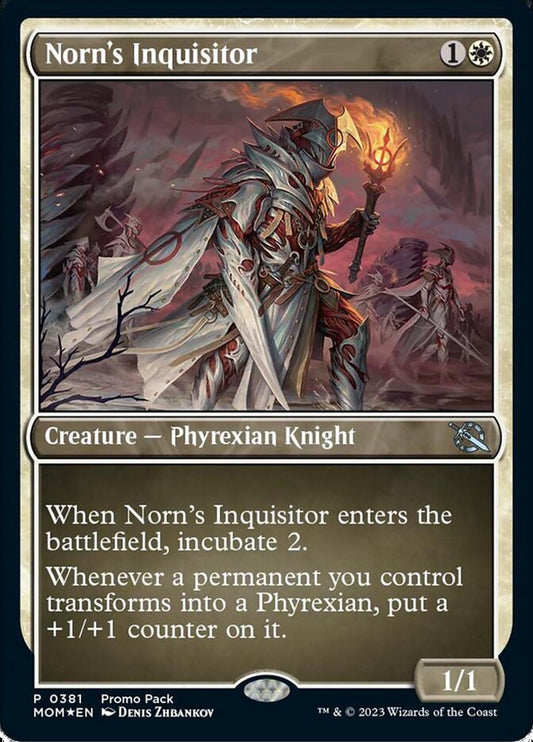 This Is An Image Of The Magic The Gathering Card Norn's Inquisitor From The Set March of the Machine - Designed By Artist Denis Zhbankov