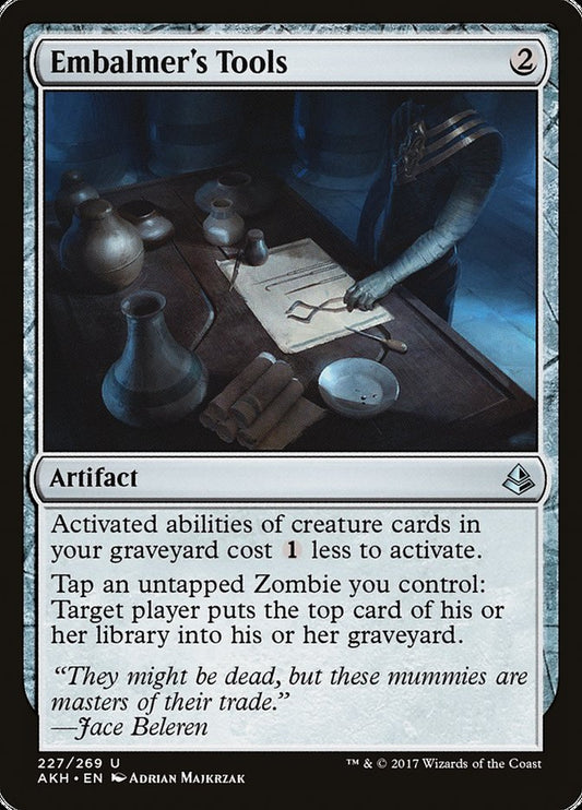 This Is An Image Of The Magic The Gathering Card Embalmer's Tools From The Set Amonkhet - Designed By Artist Adrian Majkrzak