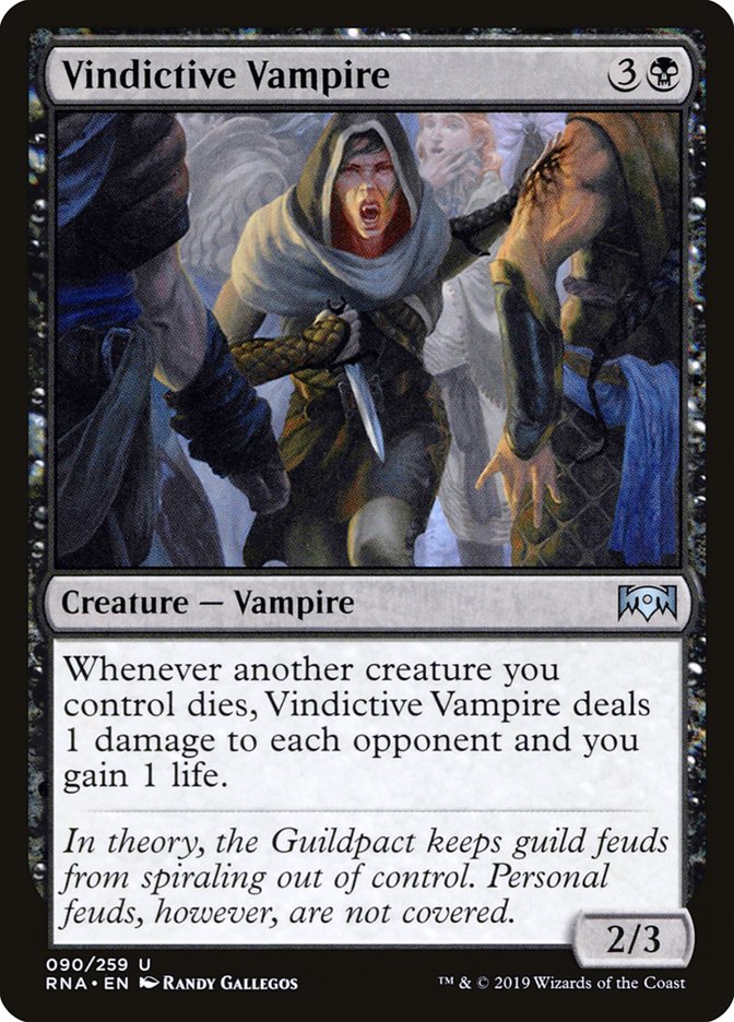 This Is An Image Of The Magic The Gathering Card Vindictive Vampire From The Set Ravnica: Clue Edition - Designed By Artist Randy Gallegos