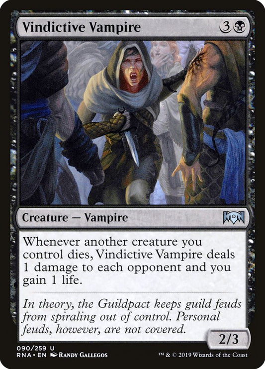 This Is An Image Of The Magic The Gathering Card Vindictive Vampire From The Set Ravnica: Clue Edition - Designed By Artist Randy Gallegos