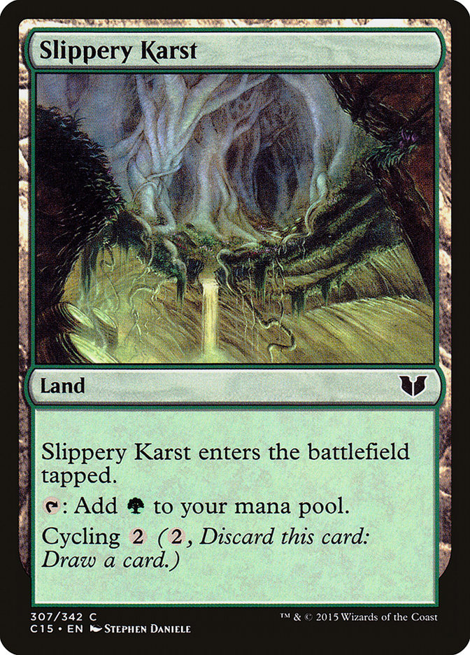 This Is An Image Of The Magic The Gathering Card Slippery Karst From The Set Dominaria Remastered - Designed By Artist Stephen Daniele