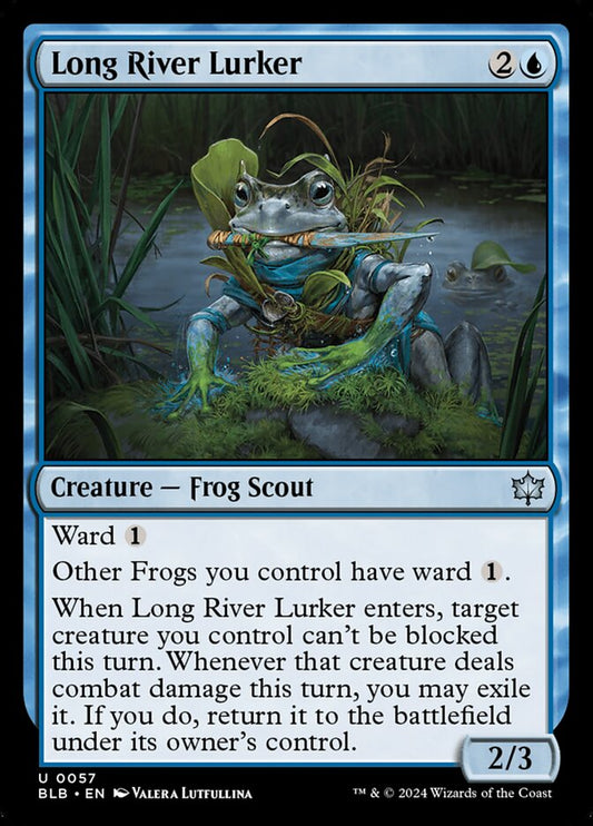 This Is An Image Of The Magic The Gathering Card Long River Lurker From The Set Bloomburrow - Designed By Artist Valera Lutfullina