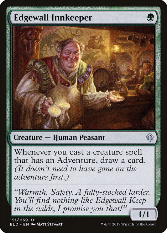 This Is An Image Of The Magic The Gathering Card Edgewall Innkeeper From The Set Throne of Eldraine - Designed By Artist Matt Stewart
