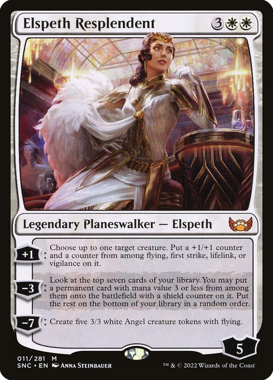 This Is An Image Of The Magic The Gathering Card Elspeth Resplendent From The Set Streets of New Capenna - Designed By Artist Anna Steinbauer