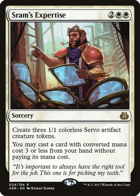 This Is An Image Of The Magic The Gathering Card Sram's Expertise From The Set Aether Revolt - Designed By Artist Kieran Yanner