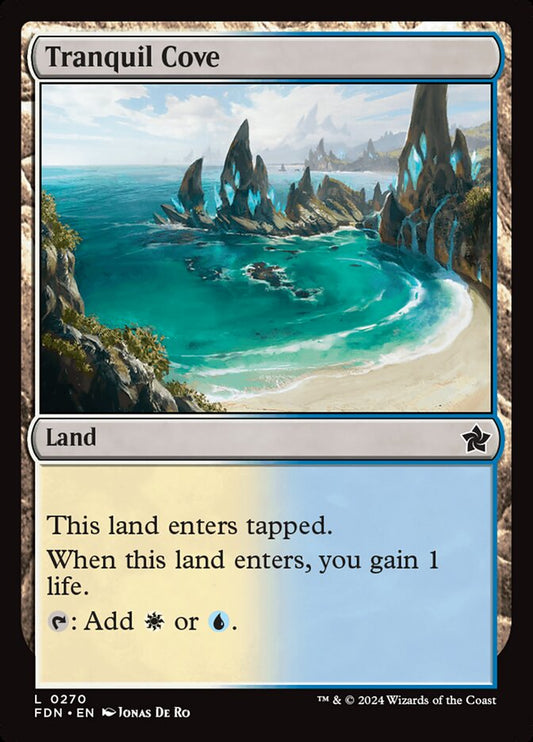 This Is An Image Of The Magic The Gathering Card Tranquil Cove From The Set Tarkir: Dragonstorm - Designed By Artist Kevin Sidharta