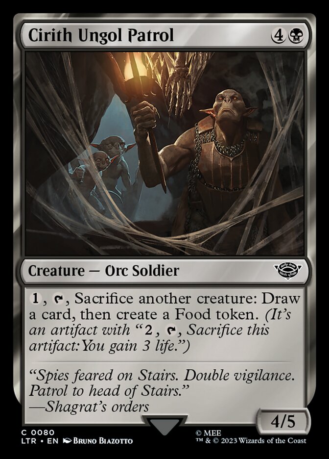 This Is An Image Of The Magic The Gathering Card Cirith Ungol Patrol From The Set The Lord of the Rings: Tales of Middle-earth - Designed By Artist Bruno Biazotto