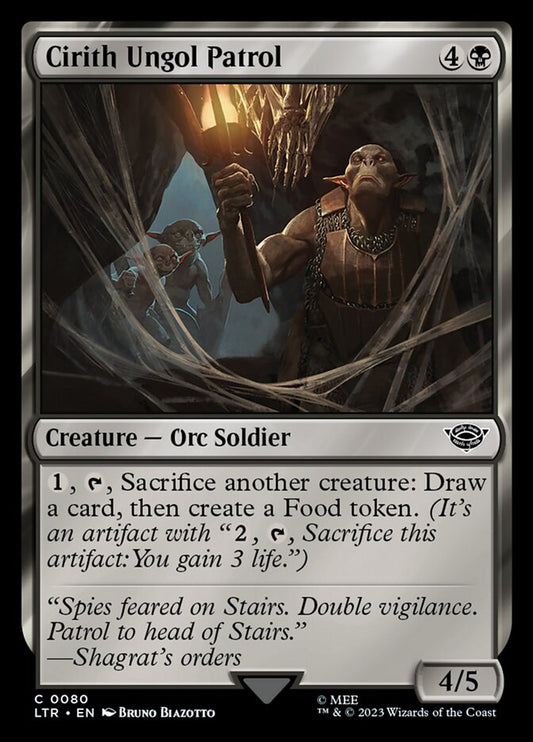 This Is An Image Of The Magic The Gathering Card Cirith Ungol Patrol From The Set The Lord of the Rings: Tales of Middle-earth - Designed By Artist Bruno Biazotto