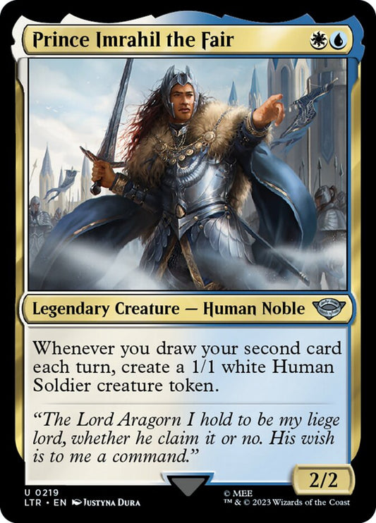 This Is An Image Of The Magic The Gathering Card Prince Imrahil the Fair From The Set The Lord of the Rings: Tales of Middle-earth - Designed By Artist Justyna Dura
