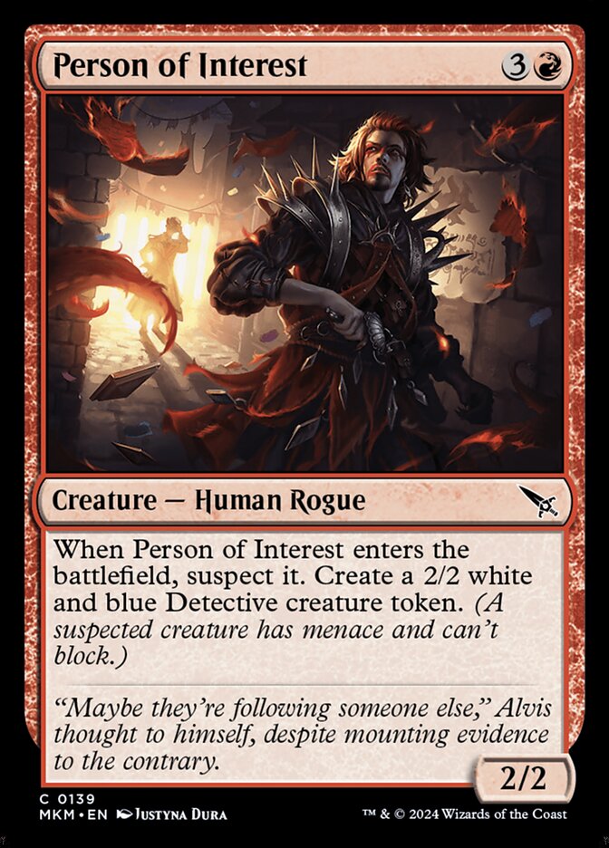 This Is An Image Of The Magic The Gathering Card Person of Interest From The Set Murders at Karlov Manor - Designed By Artist Justyna Dura