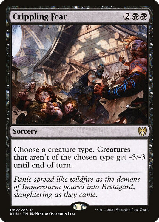 This Is An Image Of The Magic The Gathering Card Crippling Fear From The Set Commander Masters - Designed By Artist Néstor Ossandón Leal