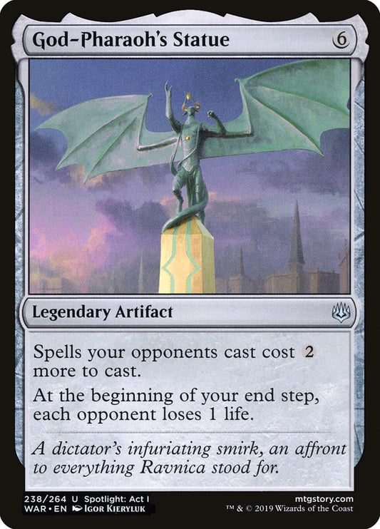 This Is An Image Of The Magic The Gathering Card God-Pharaoh's Statue From The Set War of the Spark - Designed By Artist Igor Kieryluk