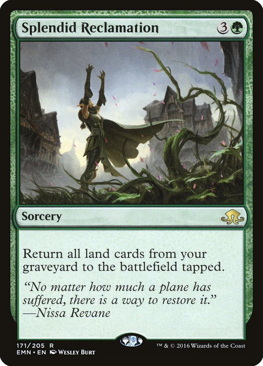 This Is An Image Of The Magic The Gathering Card Splendid Reclamation From The Set Innistrad: Crimson Vow - Designed By Artist Uriah Voth