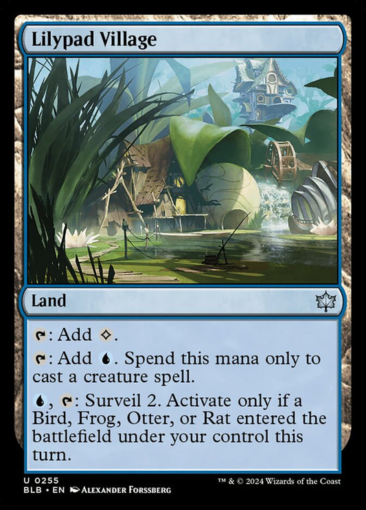 This Is An Image Of The Magic The Gathering Card Lilypad Village From The Set Bloomburrow - Designed By Artist Alexander Forssberg