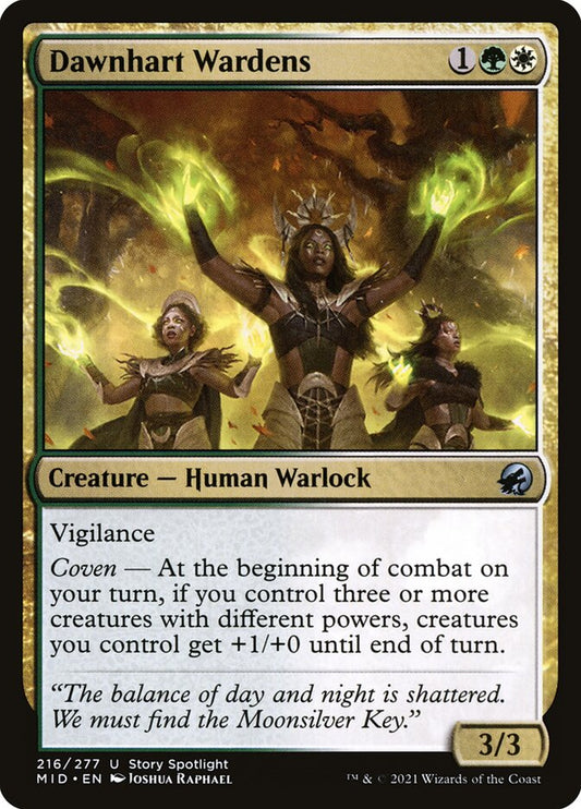 This Is An Image Of The Magic The Gathering Card Dawnhart Wardens From The Set Innistrad: Midnight Hunt - Designed By Artist Joshua Raphael