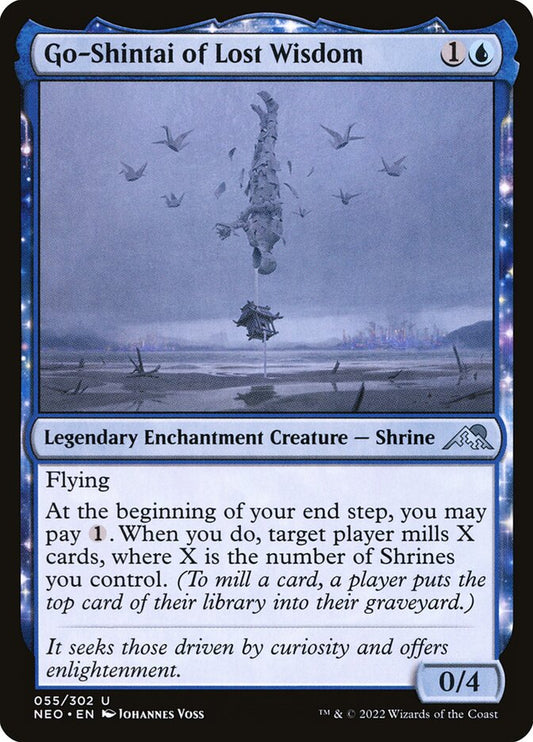 This Is An Image Of The Magic The Gathering Card Go-Shintai of Lost Wisdom From The Set Kamigawa: Neon Dynasty - Designed By Artist Johannes Voss