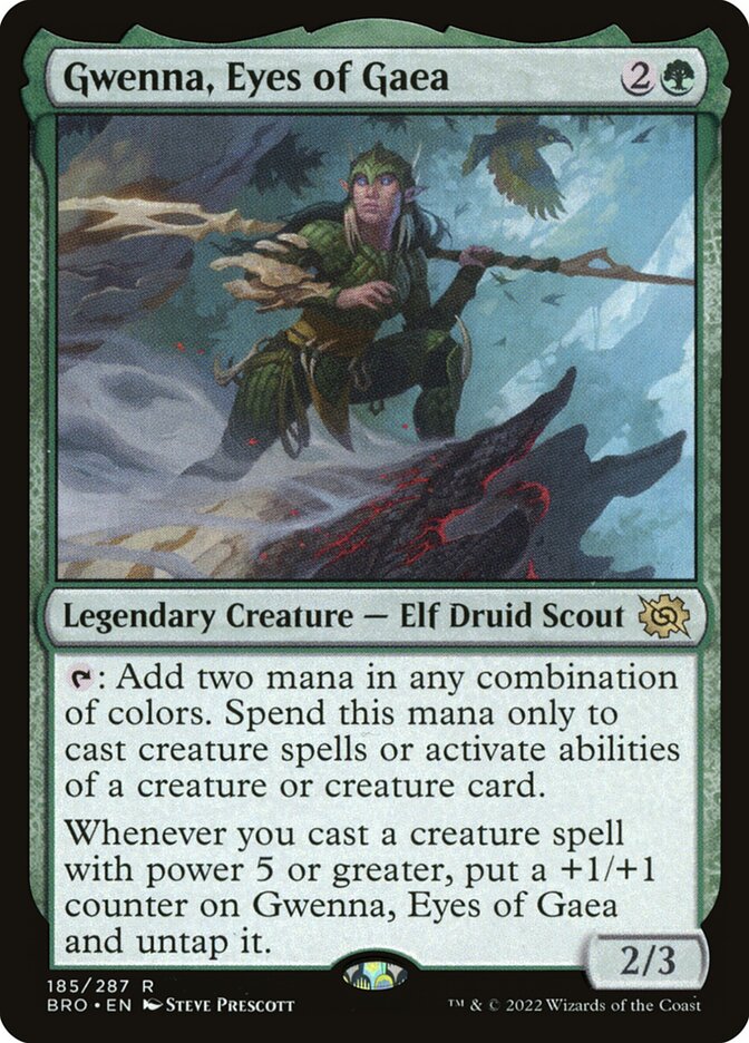 This Is An Image Of The Magic The Gathering Card Gwenna, Eyes of Gaea From The Set The Brothers' War - Designed By Artist Steve Prescott