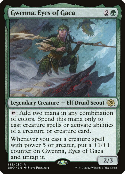 This Is An Image Of The Magic The Gathering Card Gwenna, Eyes of Gaea From The Set The Brothers' War - Designed By Artist Steve Prescott