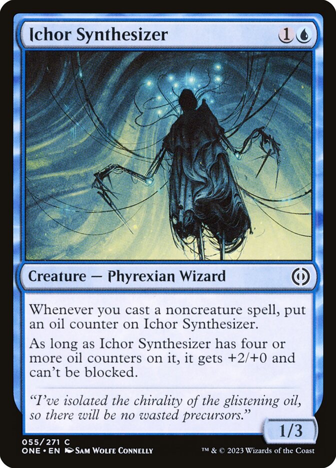 This Is An Image Of The Magic The Gathering Card Ichor Synthesizer From The Set Phyrexia: All Will Be One - Designed By Artist Sam Wolfe Connelly