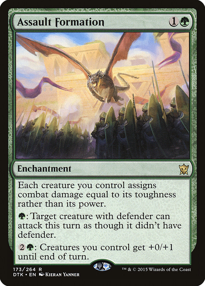 This Is An Image Of The Magic The Gathering Card Assault Formation From The Set Tarkir: Dragonstorm Commander - Designed By Artist Kieran Yanner