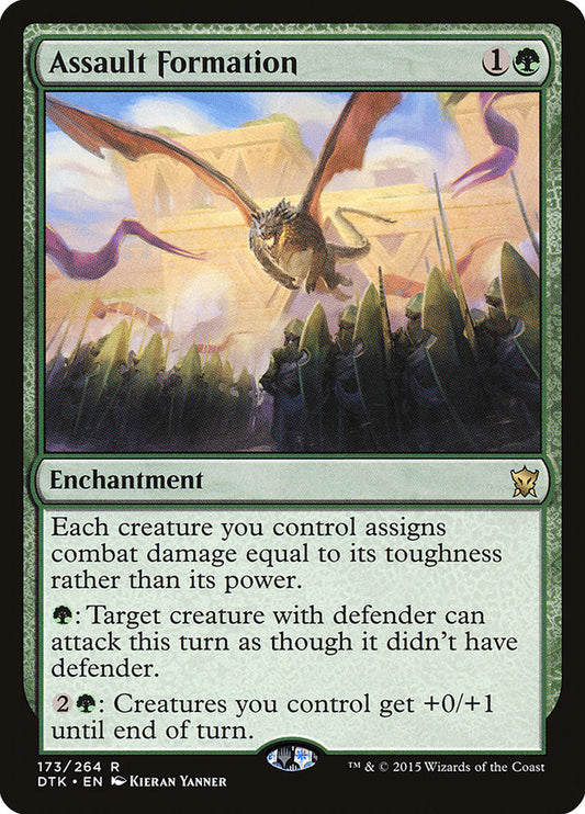 This Is An Image Of The Magic The Gathering Card Assault Formation From The Set Tarkir: Dragonstorm Commander - Designed By Artist Kieran Yanner