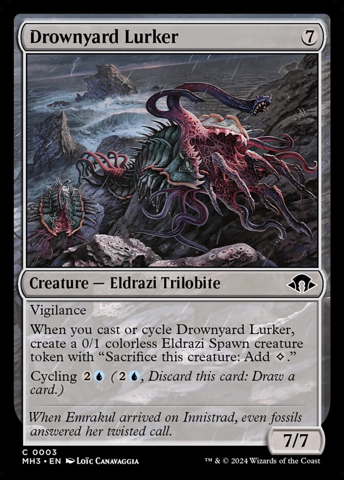 This Is An Image Of The Magic The Gathering Card Drownyard Lurker From The Set Modern Horizons 3 - Designed By Artist Loïc Canavaggia