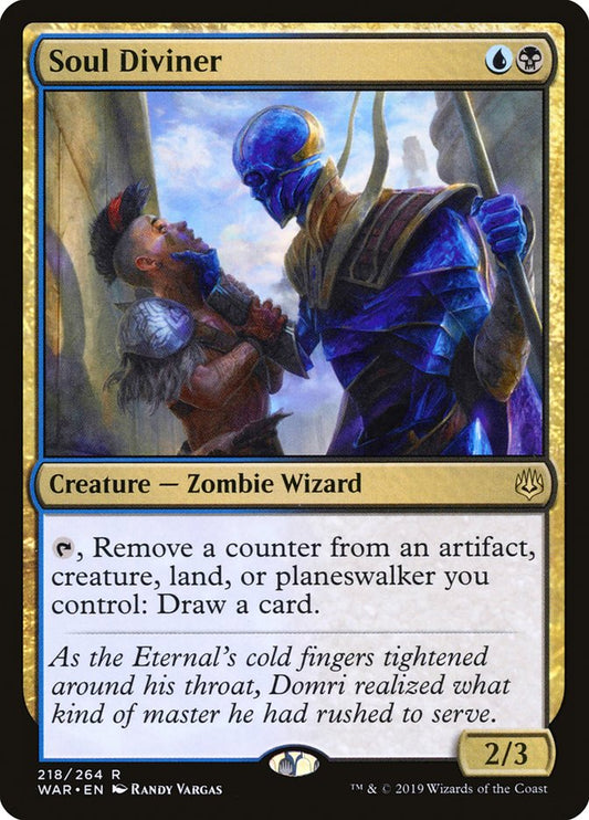 This Is An Image Of The Magic The Gathering Card Soul Diviner From The Set War of the Spark - Designed By Artist Randy Vargas