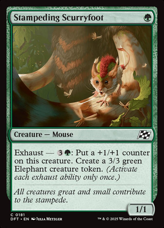 This Is An Image Of The Magic The Gathering Card Stampeding Scurryfoot From The Set Aetherdrift - Designed By Artist Julia Metzger